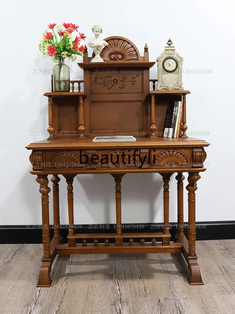 

A16 French retro solid wood tenon and mortise dresser writing table makeup desk household