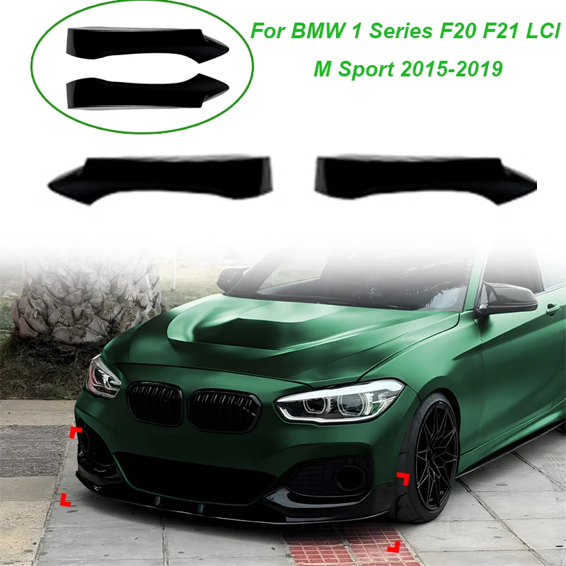 

GLOSS BLACK Car Front Bumper Side Splitter Cover Fog Lamp Intake Spoiler Lip 2015 - 2019 For BMW 1 Series F20 F21 LCI M Sport