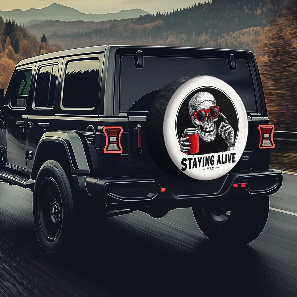 Trendy Cool Skull American-Style Pattern Tire Cover, Suitable For Coupes, Convertibles, Modified Cars, And Street Cars, Featurin