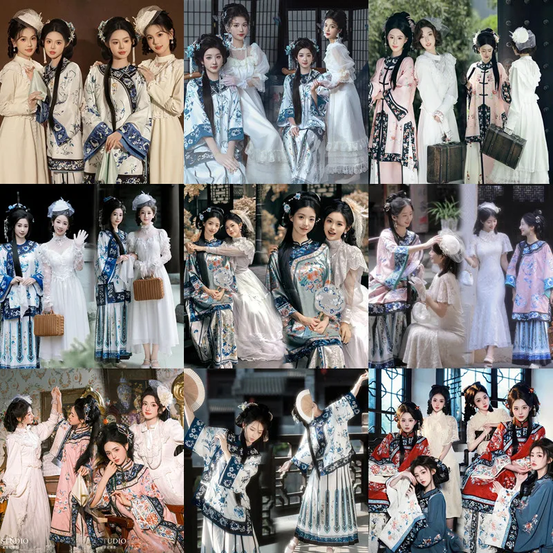 New Retro Study Abroad Miss Lady Qing Hanfu Women's Cross Era Travel Photography Costume Healthy Fabric Summer 2024