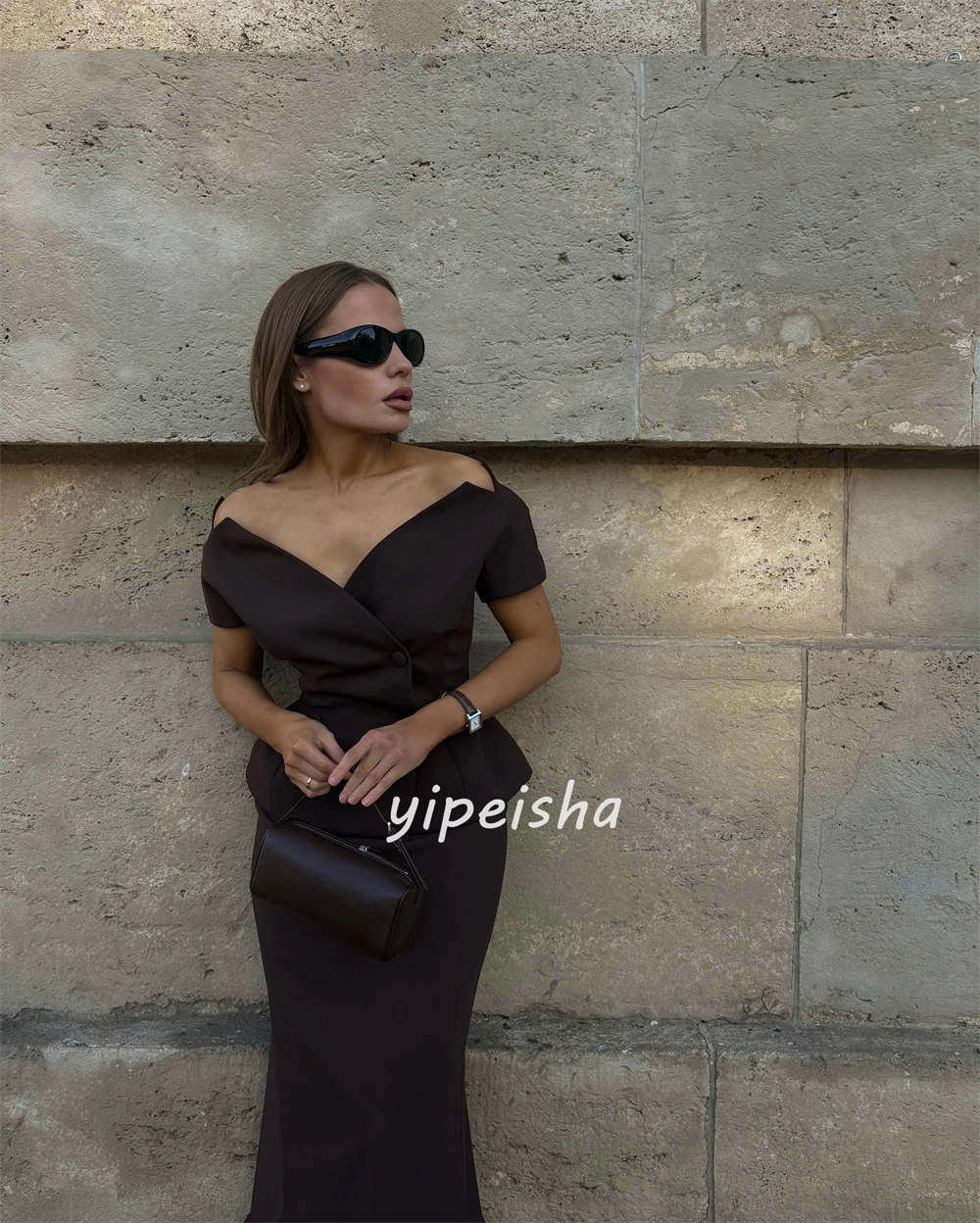 Personalizado formal elegante charmeuse botão plissado em linha reta com decote em v vestidos longos sob medida vestidos de ocasião combinando alta qualidade