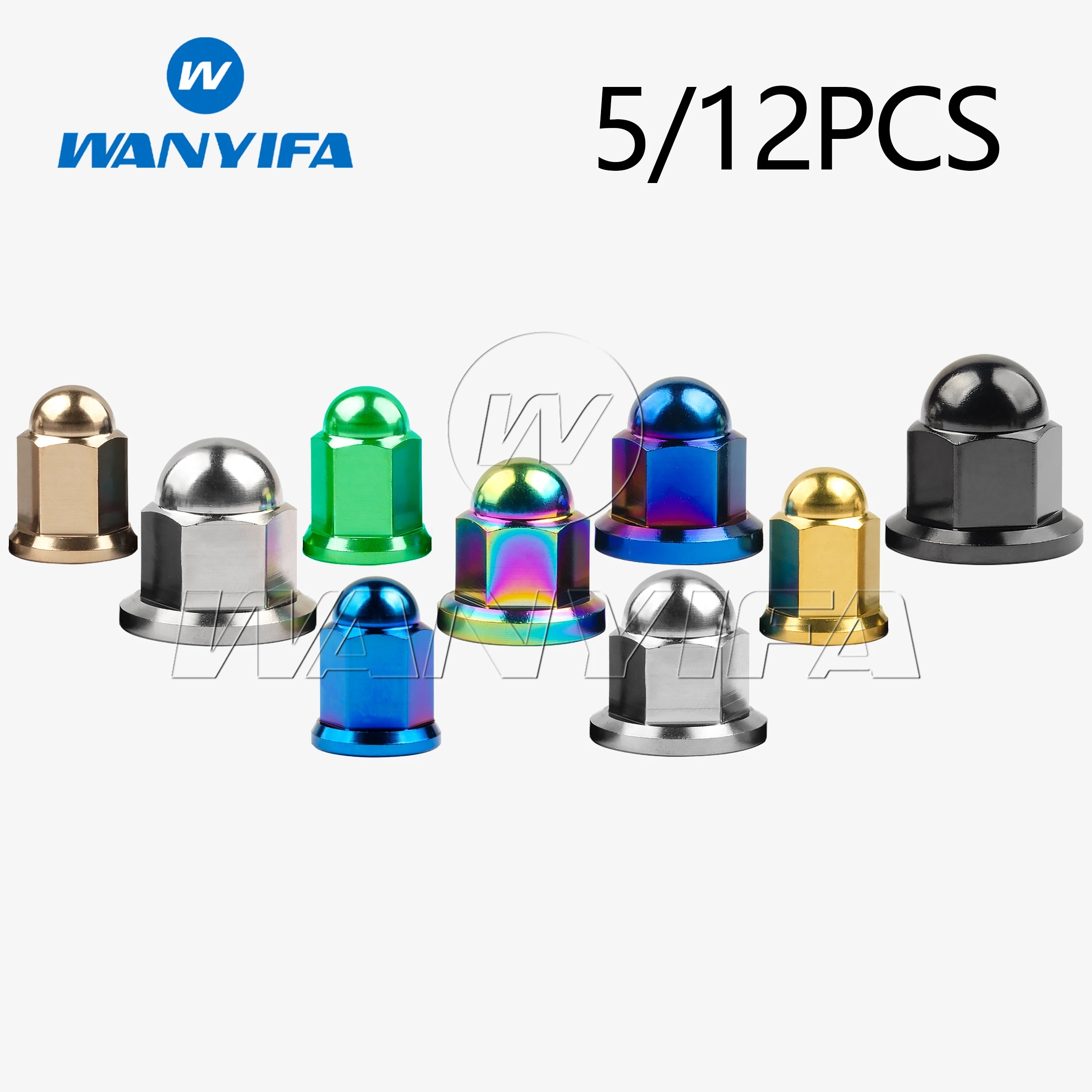 

Wanyifa 5/12PCS Titanium alloy nuts M6/M8/M10 cover-shaped with cover anti-scratch round head nut for motorcycle modification