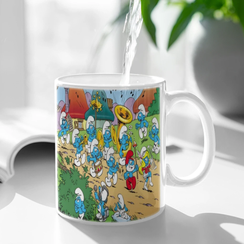 Cartoon Smurfs tazza da caffè 11oz Fun Ceramic Coffee Tea tazza di cacao manico tazza da tè