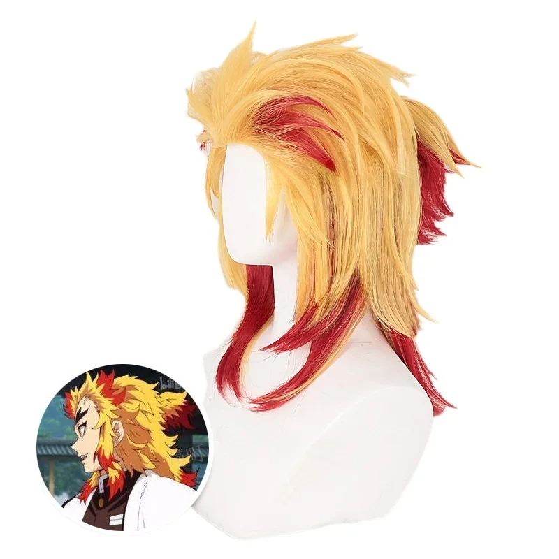

Demon Slayer Blade Flame Pillar Purgatory Apricot Shoulang Gradient Coloring Anime Cosplay Synthetic fiber wig