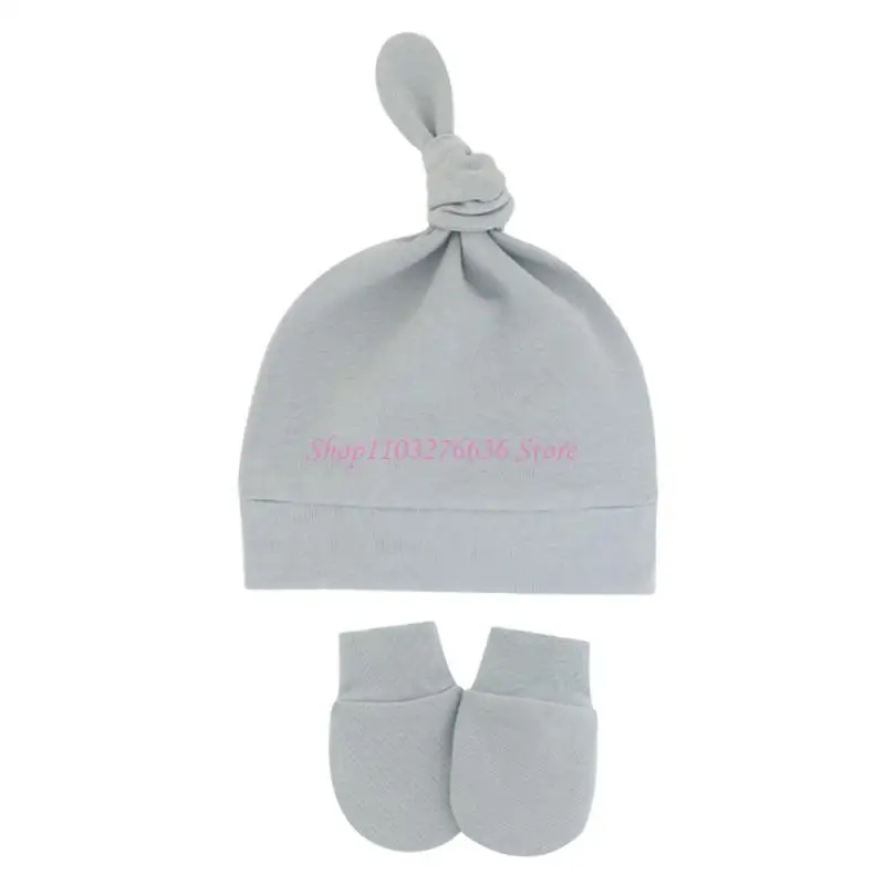 

R6FD Baby Solid Color for Head Wrap Bonnet Face for Protection Anti Scratching Mitts for Toddler Newborn Unisex Boys Girls Gi