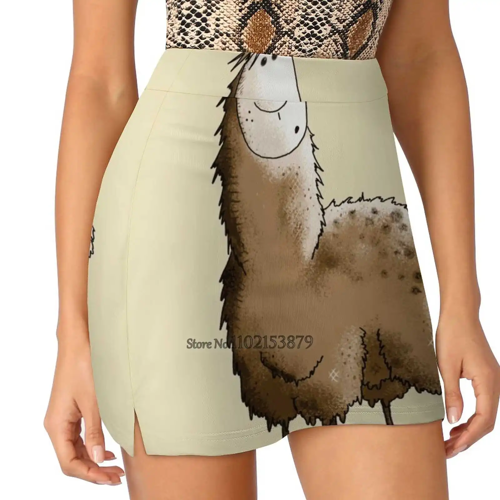 

Fluffy Llama Women's Fashion Sporting Skirt With Pockets Tennis Golf Running Skirts Llama Llama Llama Cartoon Lama Comic Animal