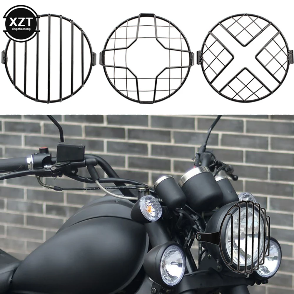 6.5inch Universal Motorcycle Headlight Fog Lamp Protector Guard Accessories Grille Cover  For Ducati Chopper Yamaha Cafe Racer