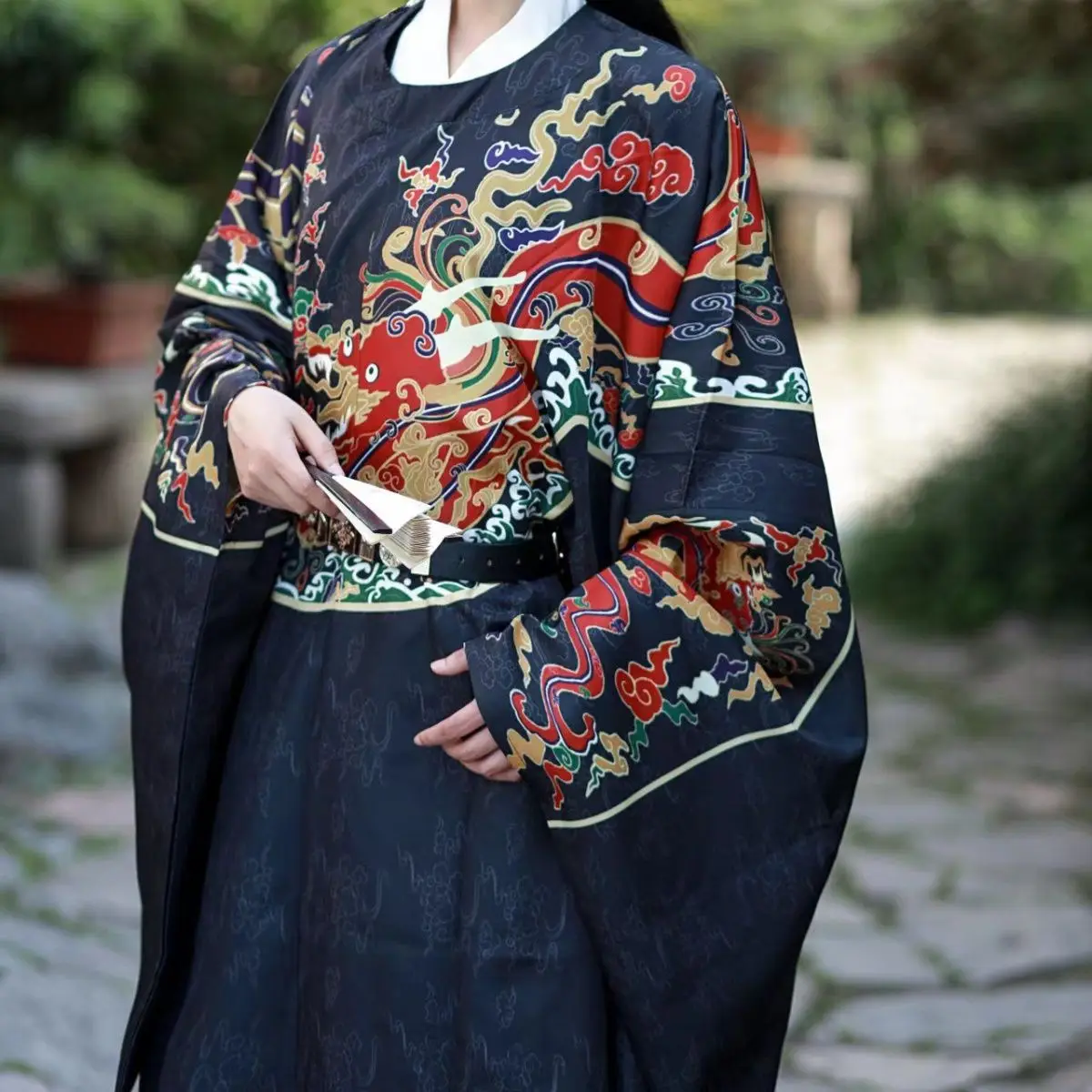 Pmwrun Original Hanfu Longyin Authentic Ming Pipa Sleeve Round Collar Robe Men and Women With Lovers Spring and Autumn