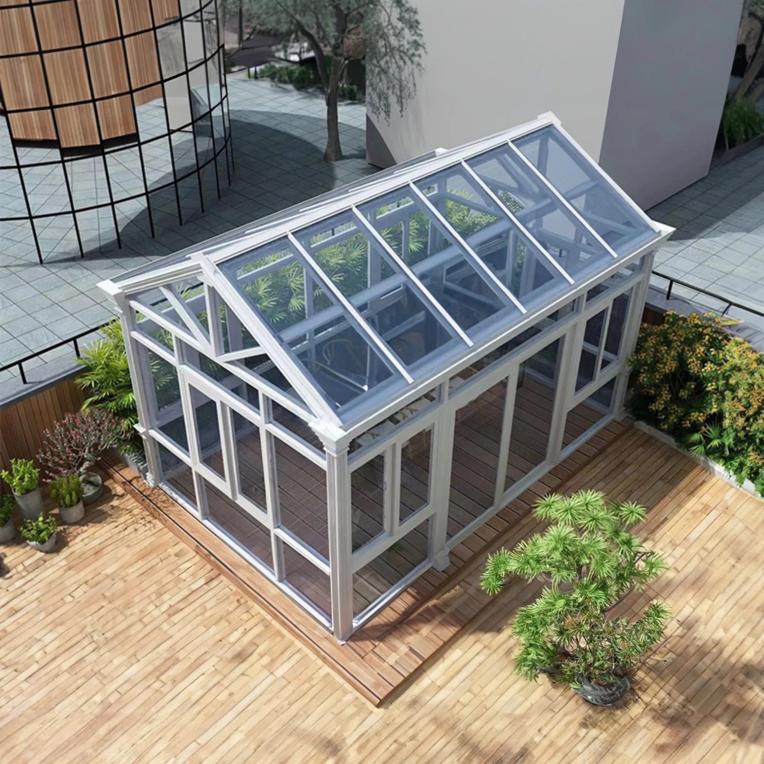 Classic Design Sunroom Conservatory with Aluminum Frame and Arched Glass Roof in China sunroom