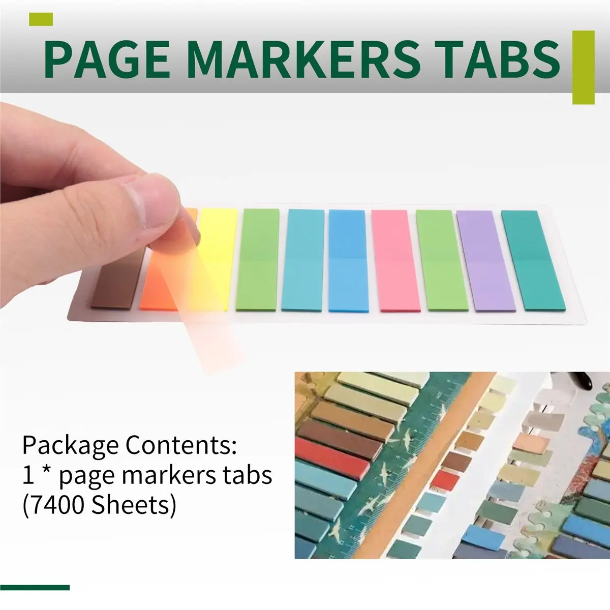 RISE- 7400 Sheets Transparent Sticky Notes Self-Adhesive BookMarker Annotation Reading Book Clear Tab Posted It
