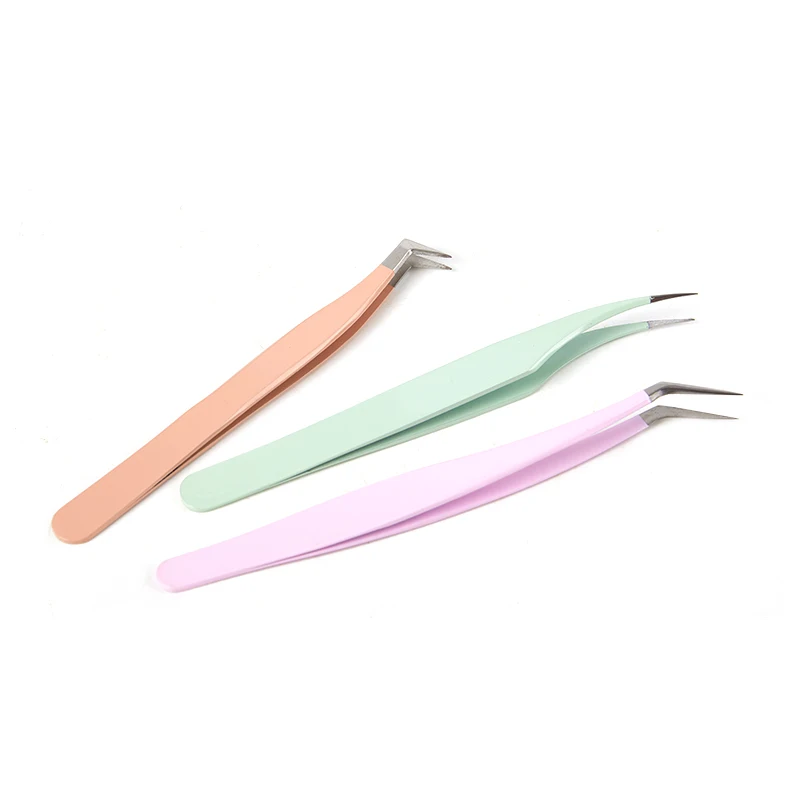 ملاقط من الفولاذ المقاوم للصدأ لتمديد رموش العين ، ملاقط عالية الدقة مضادة للساكنة ، جزء واحد