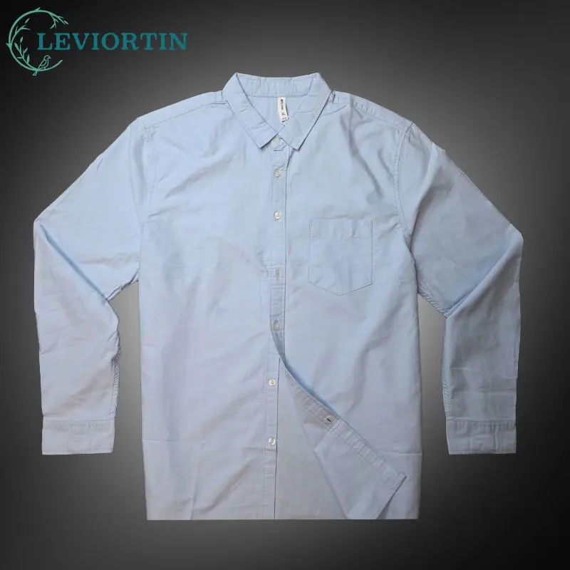 

Harajuku мужские рубашки-оксфорды с длинными рукавами из чистого хлопка, японская однотонная повседневная классическая рубашка с нагрудным карманом, мужская одежда