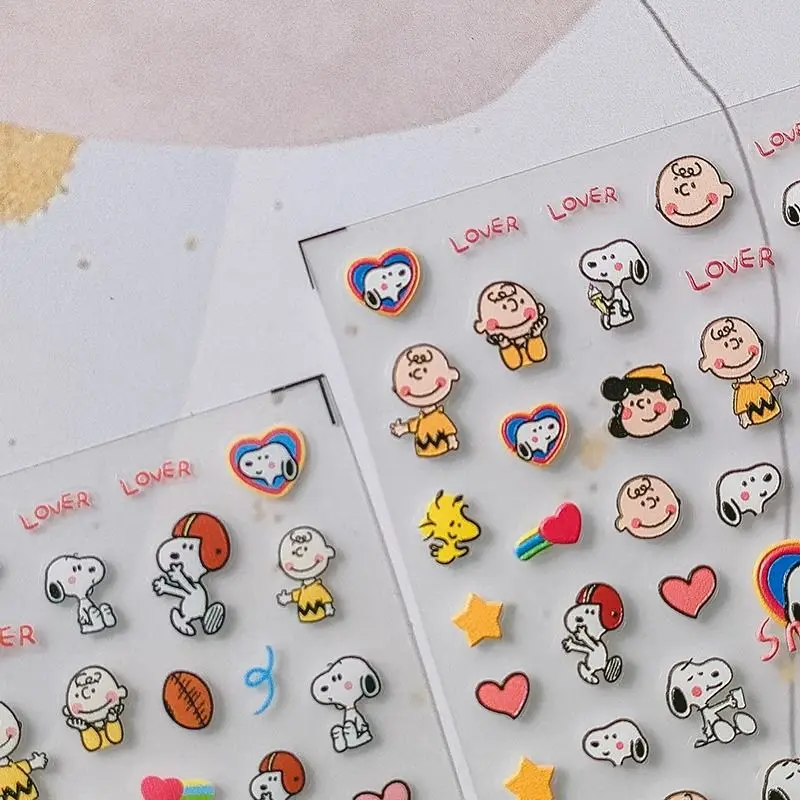 Snoopy Nail Art Stickers Anime Peripheral Cartoons Cute Waterproof Three-dimensional Decoration Nail Art Decals Wholesale