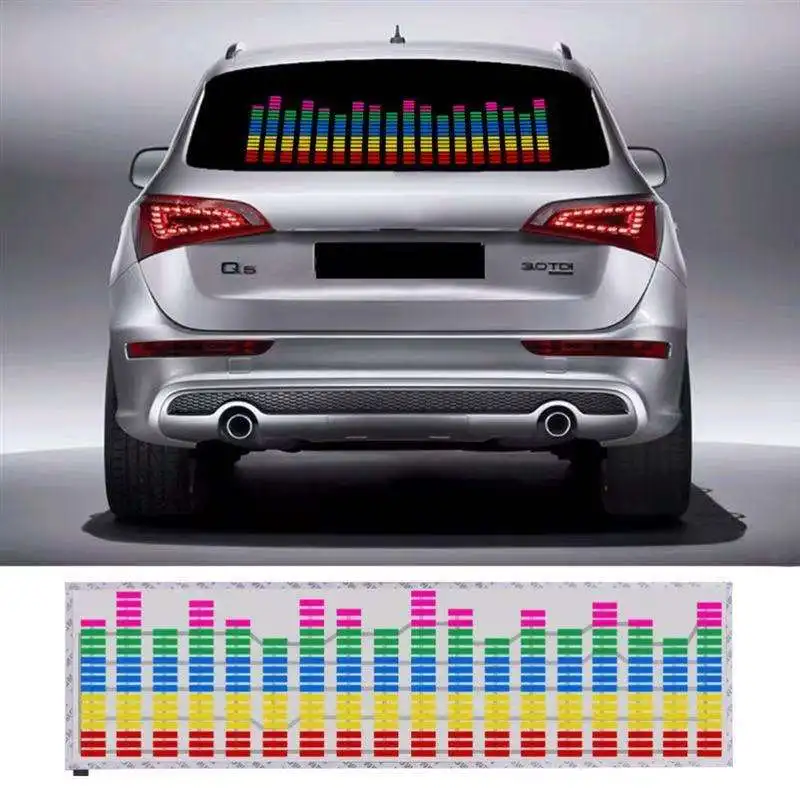 Car Sticker Music Rhythm LED Atmosphere Neon Light Decorate Window Sound Activated Equalizer Flash Strobe Rhythm Emergency Light