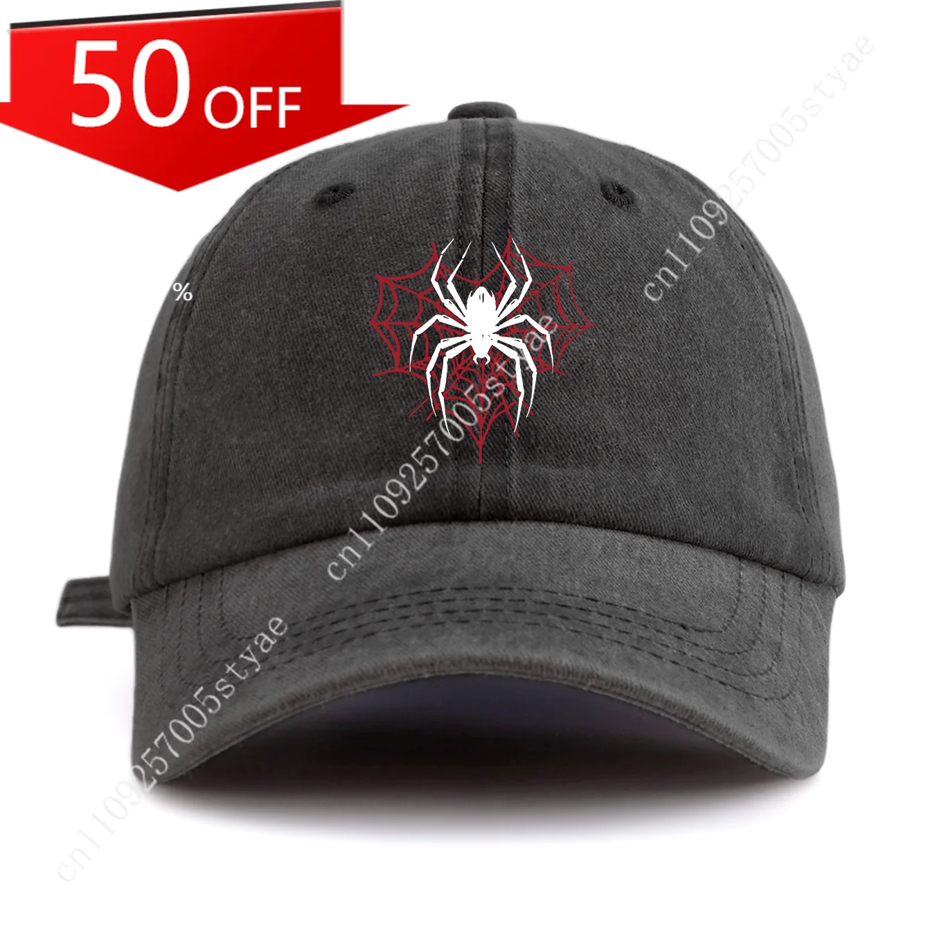 

1pc Spider Print Washed Baseball Cap for Adults,Minimalist Retro Style Casual Soft Adjustable Dad Hat,Perfect As Gift