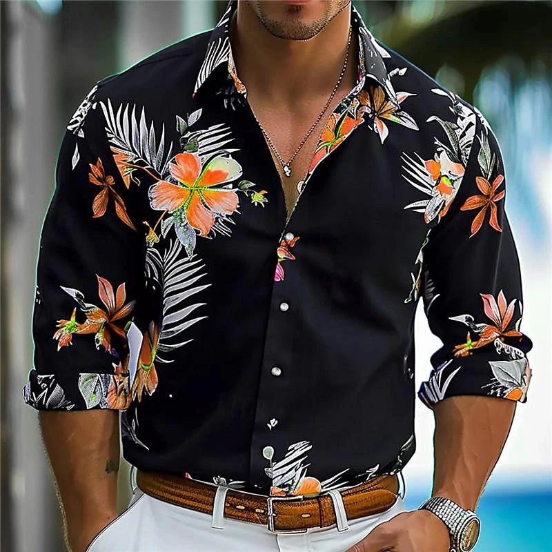 Men\'s shirt tops men\'s fashion casual outdoor street new style popular HD pattern men\'s plus size 2024