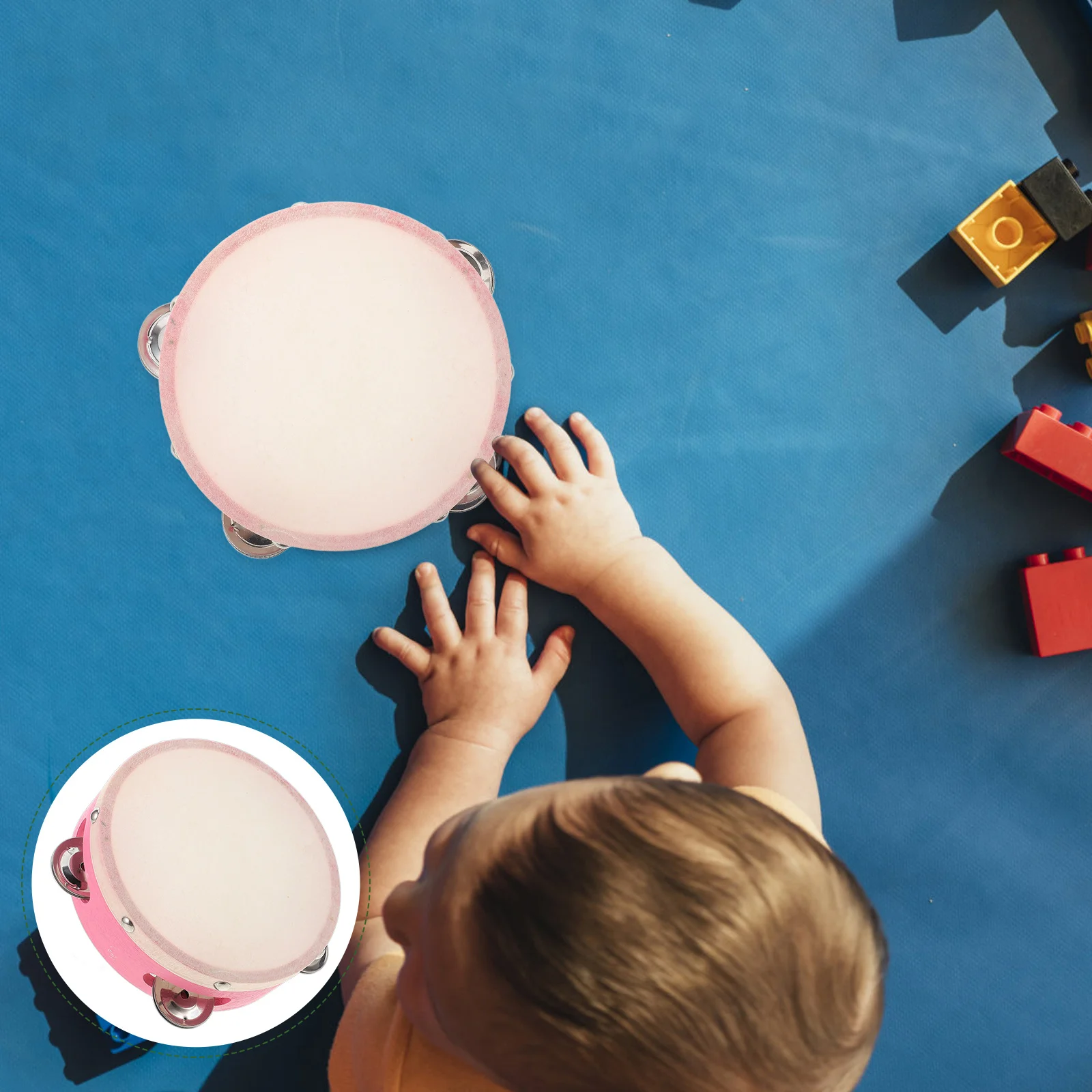

Jungle Pink Sheepskin Bells Child Tambourines for Adults Wooden Kids' Musical Instruments
