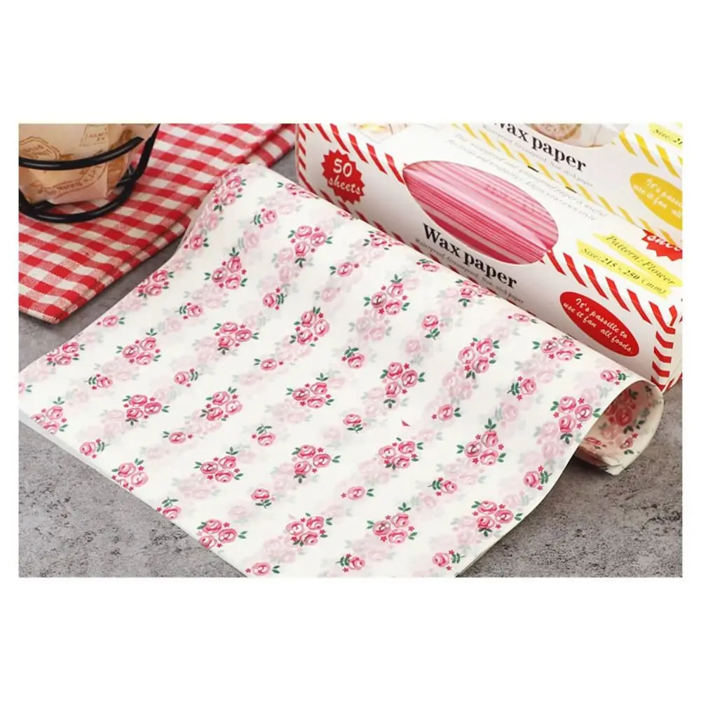 10/50pcs Disposable Wax Paper Anti-stick Heart Printed Oilproof Sandwich Hamburger Cake Bread Packaging Wrapper