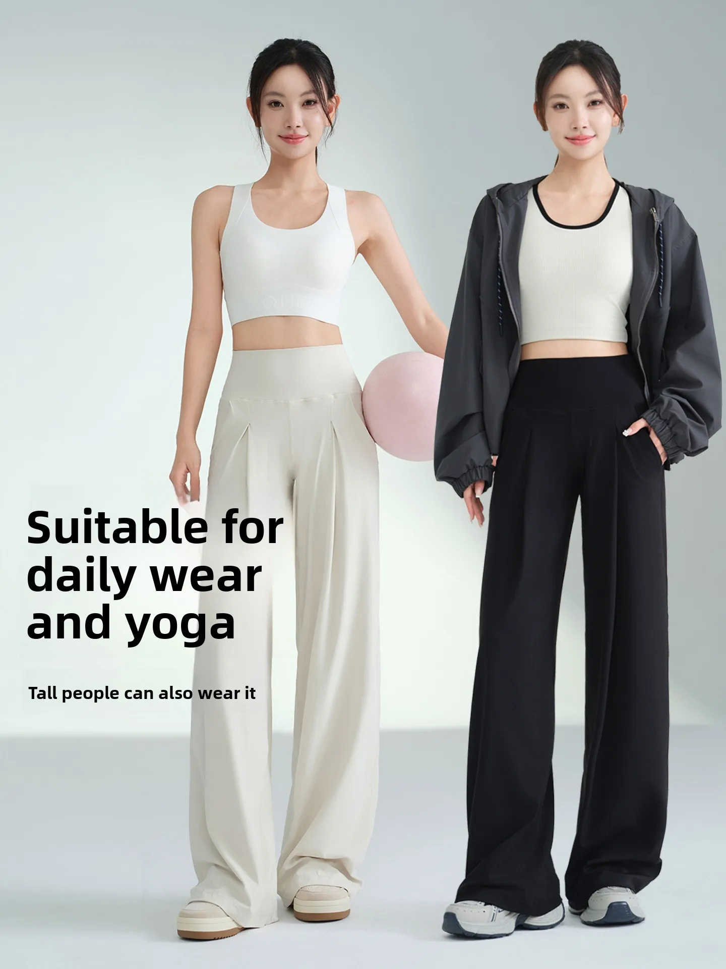 Pantaloni da yoga a gamba dritta a vita alta Pantaloni lunghi da donna casual a gamba larga Fitn Sport da esterno Pantaloni lunghi Comodi nylon morbido