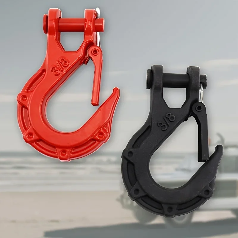 Heavy-Duty Steel Winch Hooks, Red & Black - Fit for Off-Road Vehicles, ATV UTV Tow Trailer , Boat Part, Marine