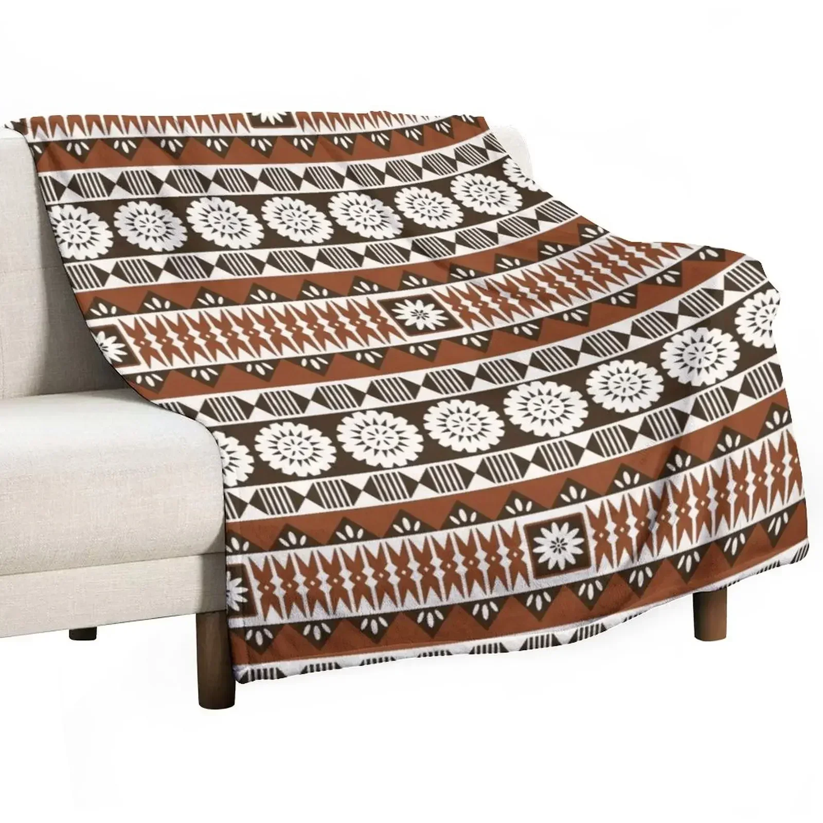 

Fijian Masi 2 - Neutrals Throw Blanket Plaid on the sofa Bed linens Blankets