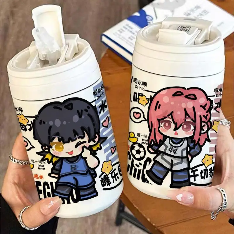 480ml Blue Lock Anime Figure Bachira Meguru Chigiri Hyoma Isagi Yoichi Cartoon Pattern Stainless Steel Insulated Cup Coffee Cup