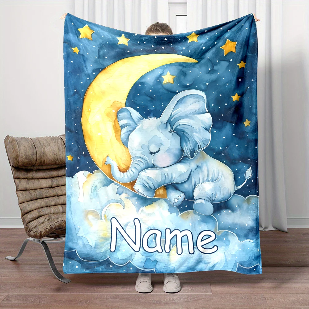 Cozy Personalized Animal Throw Blanket,Warm for Bedroom, Sofa, Outdoor Use Unique Birthday Gift Idea with Custom Name