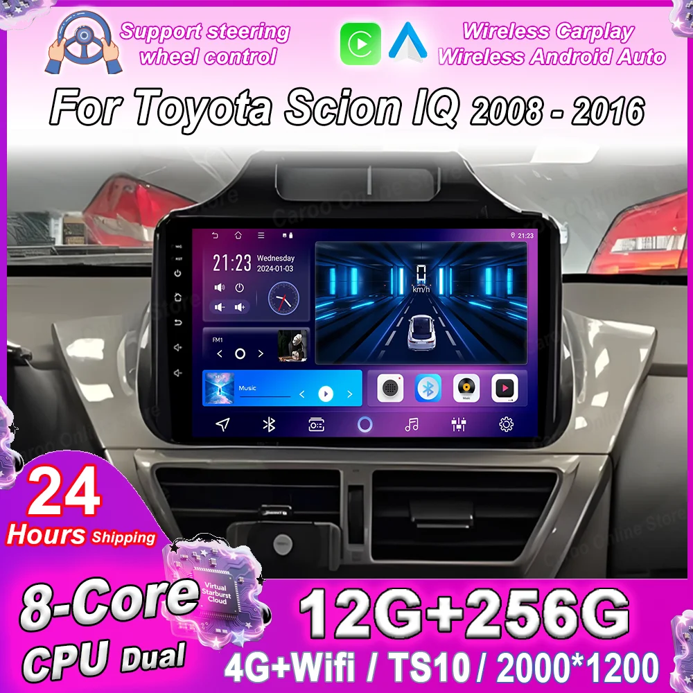 

Car Dvd Android 16 Radio Stereo For Toyota Scion IQ 2008 -2016 Auto Multimedia Video Player Navigation GPS Carplay Bluetooth 4G