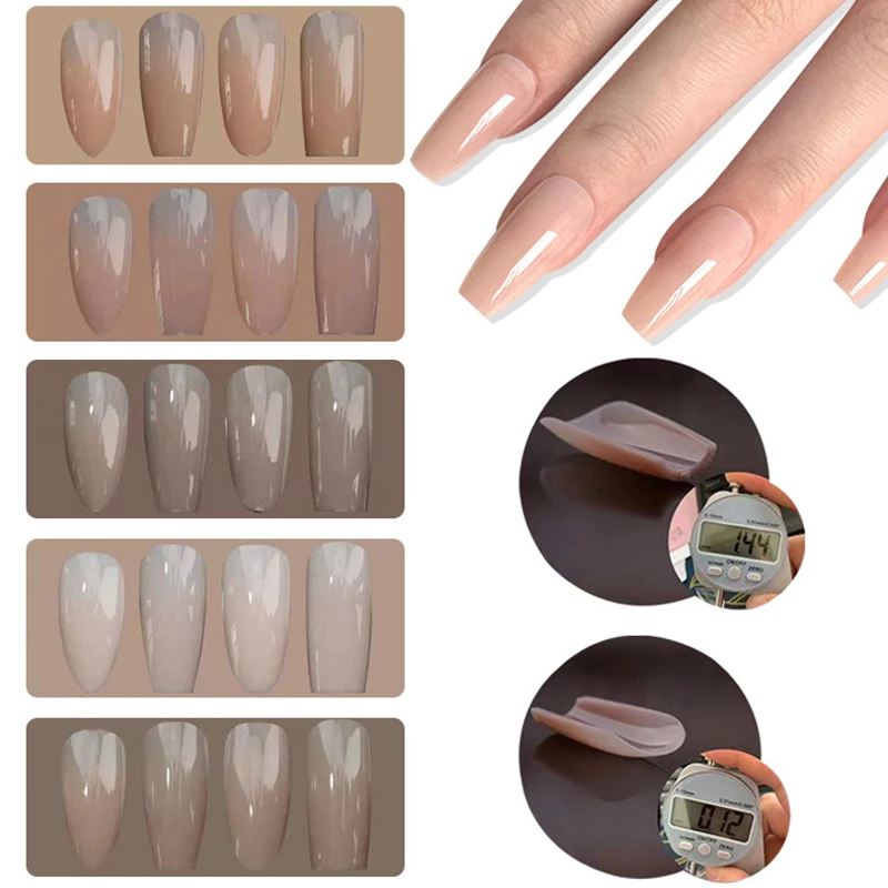 140Pcs Gradient Pink Press On Nails Short Medium Almond Wearable Fake Nails Tips Extension Full Cover False Nail Finger Decorate