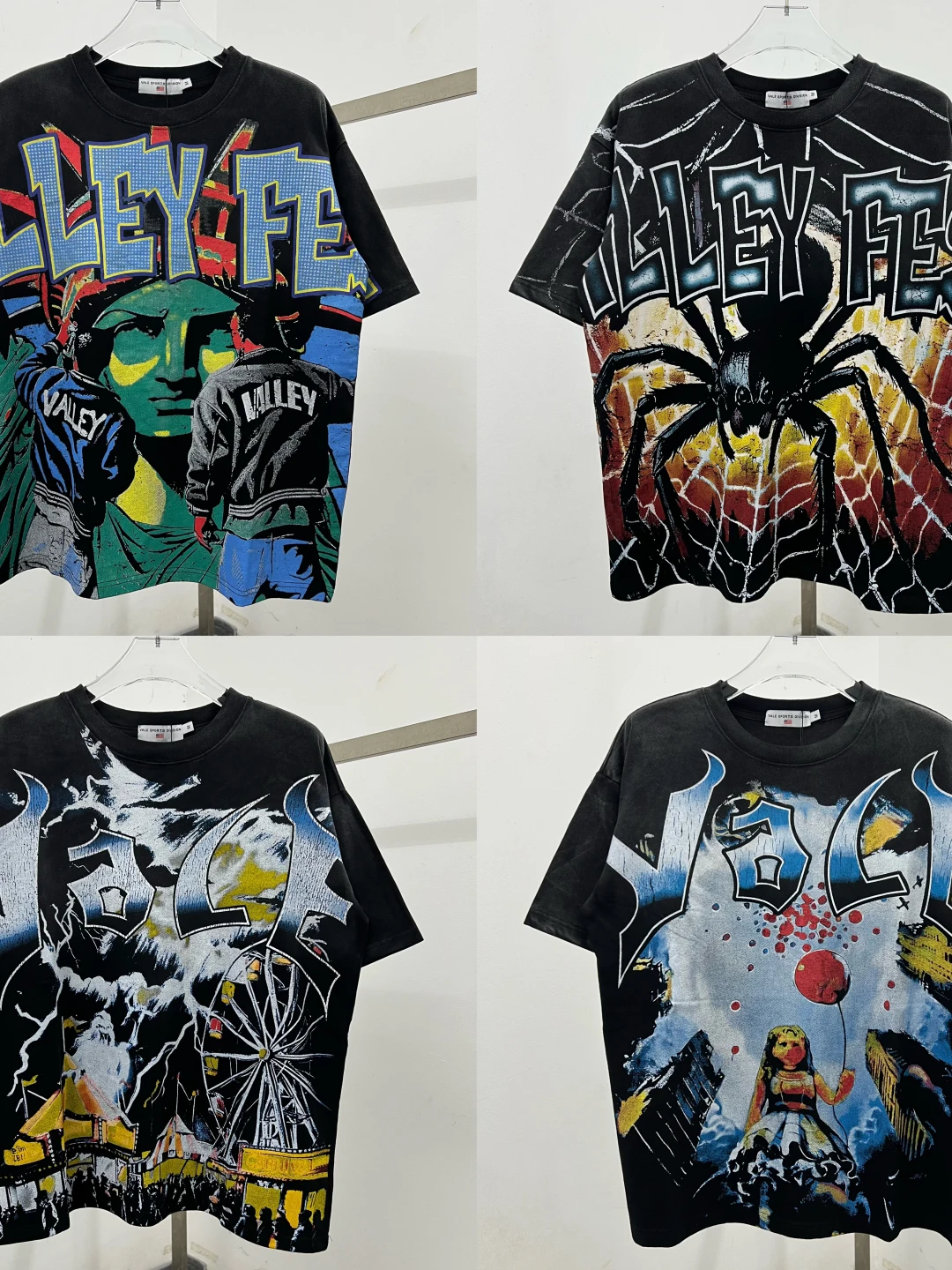 

ValeForever Retro Cotton T-Shirt Unisex Loose Fit Summer Casual Short Sleeve Print High Street Style Graffiti Design