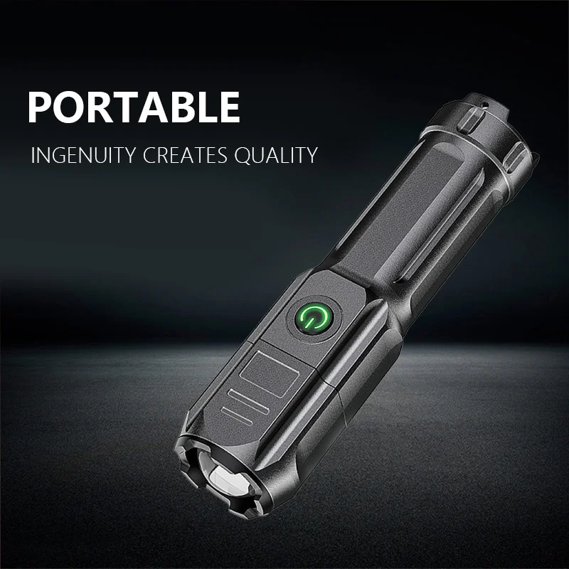 

Flashlight Portable Telescopic Spotlight Strong Light Led Lighting Flashlight Focusing Flashlight Usb Charging Long-range Flood