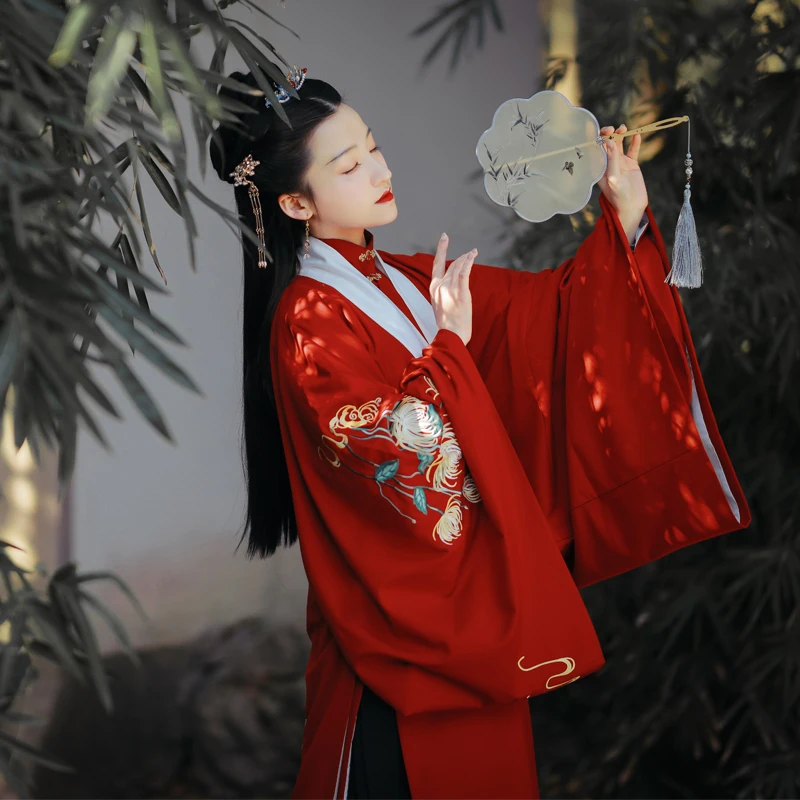 

Оригинальная женская двухслойная тяжелая вышивка Hanfu, большая све, осенний цвет, цизантема Beau Ming Dynas Sle