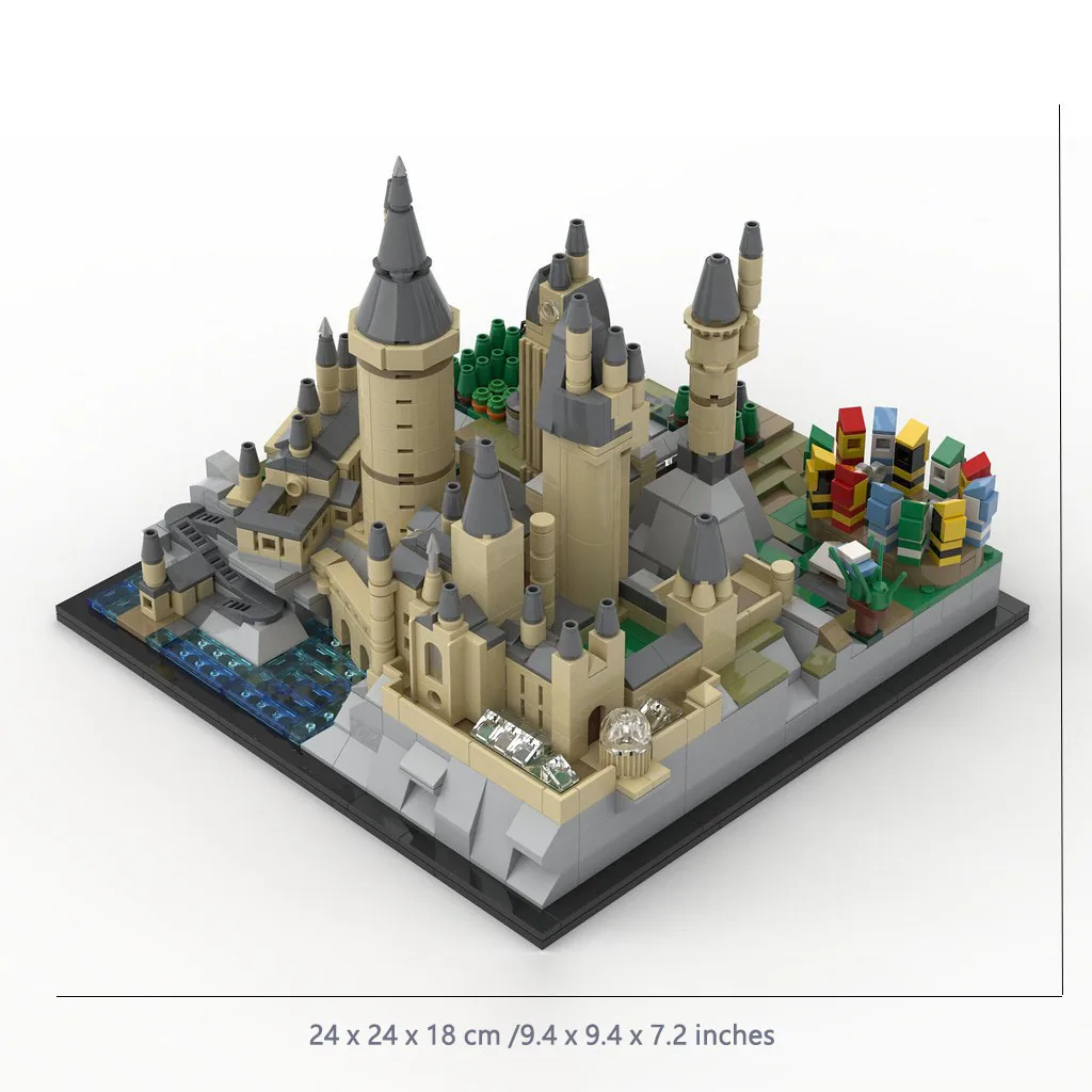 MOC-Castle Architecture Building Blocks para Crianças, Brinquedo Modelo Montado, Castelo Escolar, Presentes de Aniversário de Tijolo DIY, 1347PCs