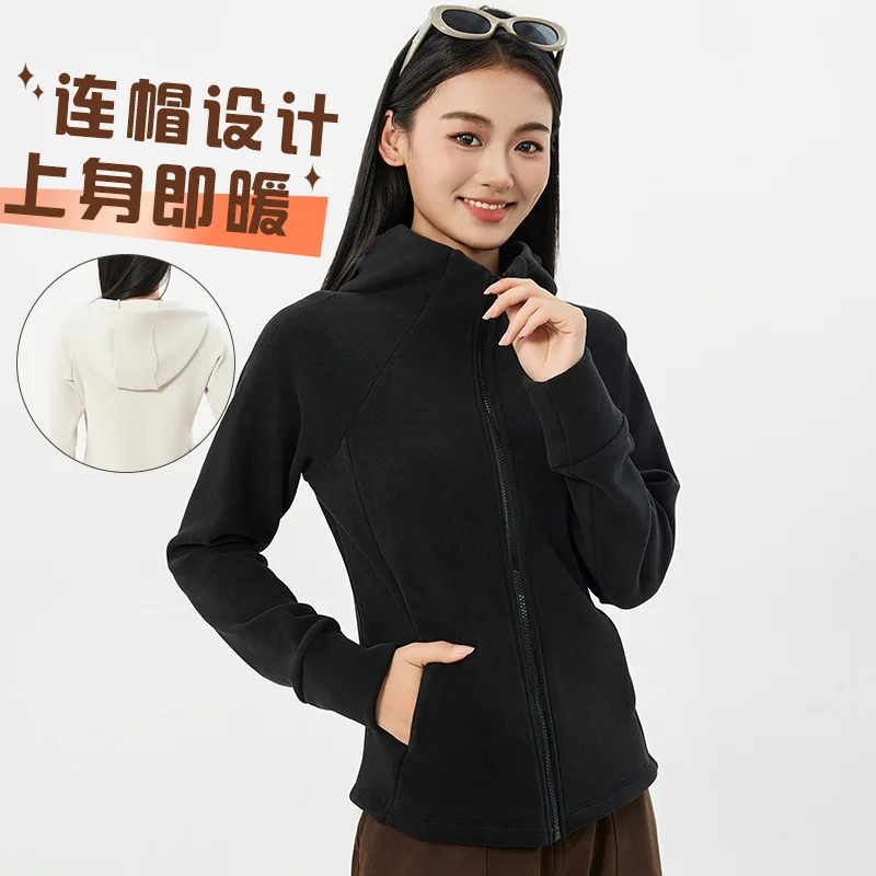 Austenitic Autumn Outdoor For Women 2024 New Hooded Warm Fleece Top Thickened Jacket