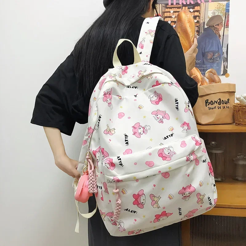 New Kuromi Backpack Large Small Japanese Simple Student Bag Sanrio My Melody Cinnamoroll Large Capacity Women\'s Printed Backpack