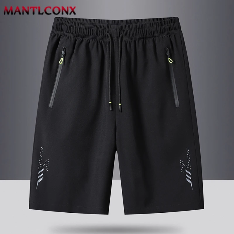 Elastic Breathable Summer Sports Shorts Men Gym Fitness Training Running Men\'s Shorts Quick Dry Workout Short Pants Black XXXL