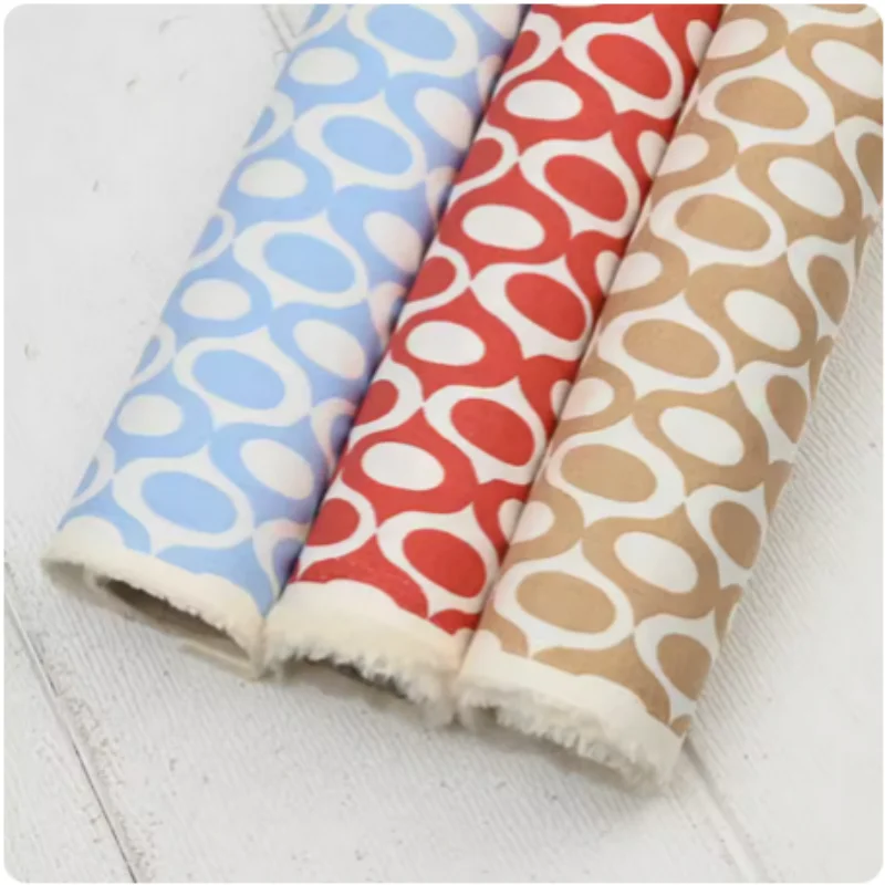 Plain Pure Cotton Fabric with Geometric Print, Handmade DIY Bag Garment, Sewing Tissue, CR-1925