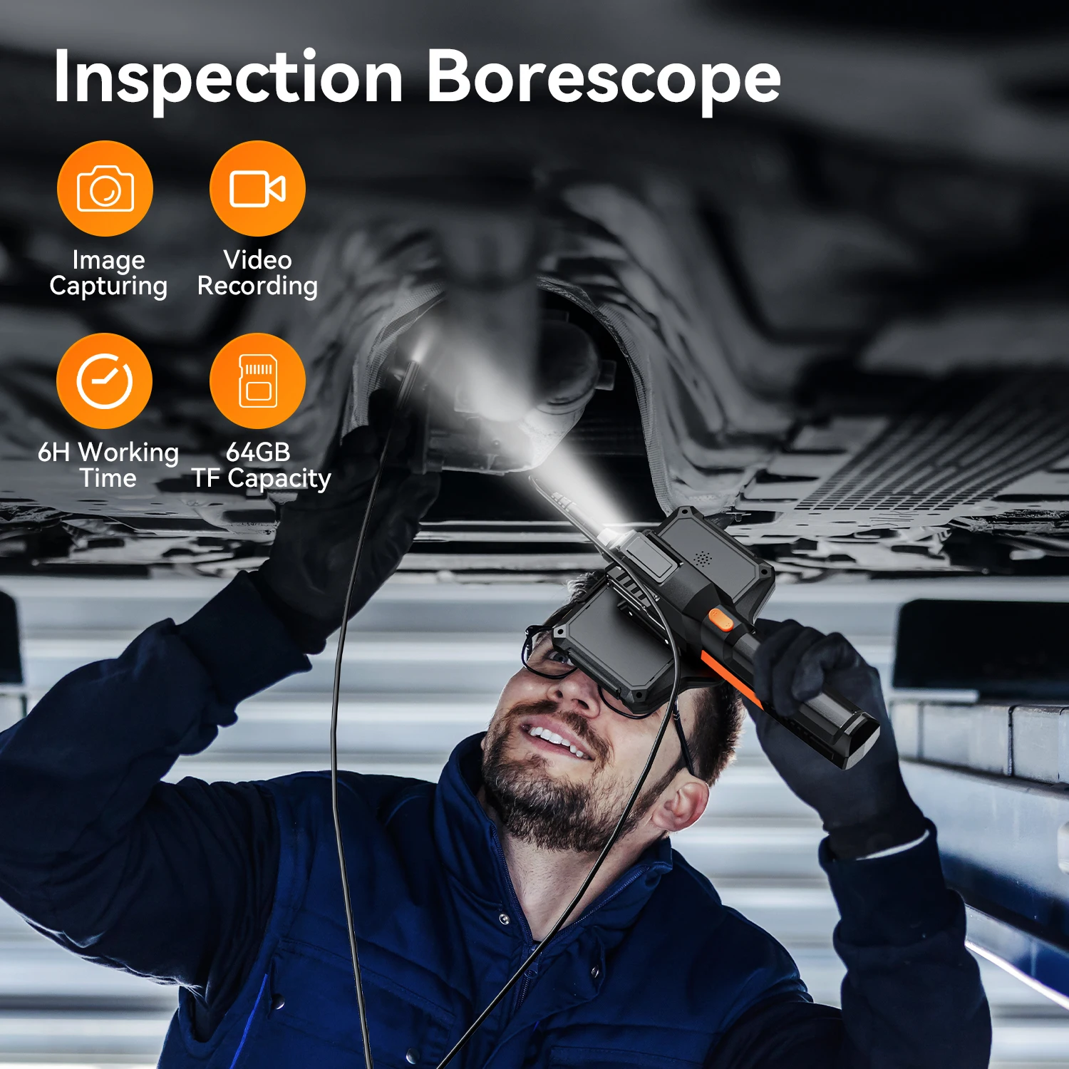 卸売 フルHD 下水道管検査ビデオカメラ修理ツール ボアスコープ ポータブル 2MP 5インチスクリーン 8mm リジッド工業用内視鏡