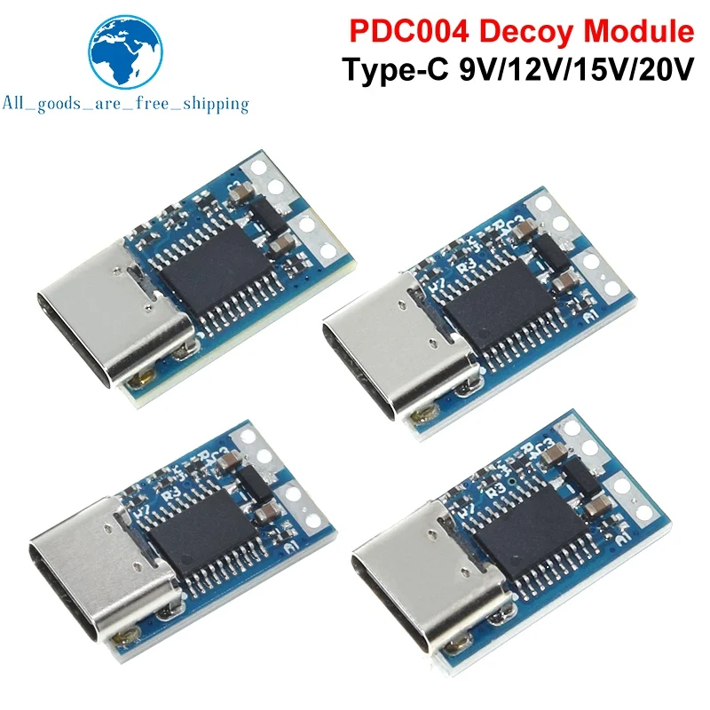 TZT PDC004-PD PD Decoy Module, USB-C PD 9V 12V 15V 20V DC Fixed Voltage Power Trigger Module 5A Type-C Female Input for Notebook