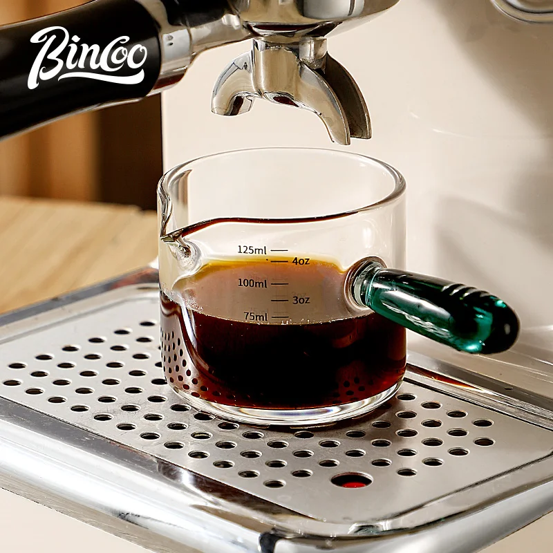 

Bincoo 150ml Glass Espresso Shot & Milk Frothing Measuring Cup Heat Resistant Barista Latte Creamer Pitcher Kitchen Coffee Tool