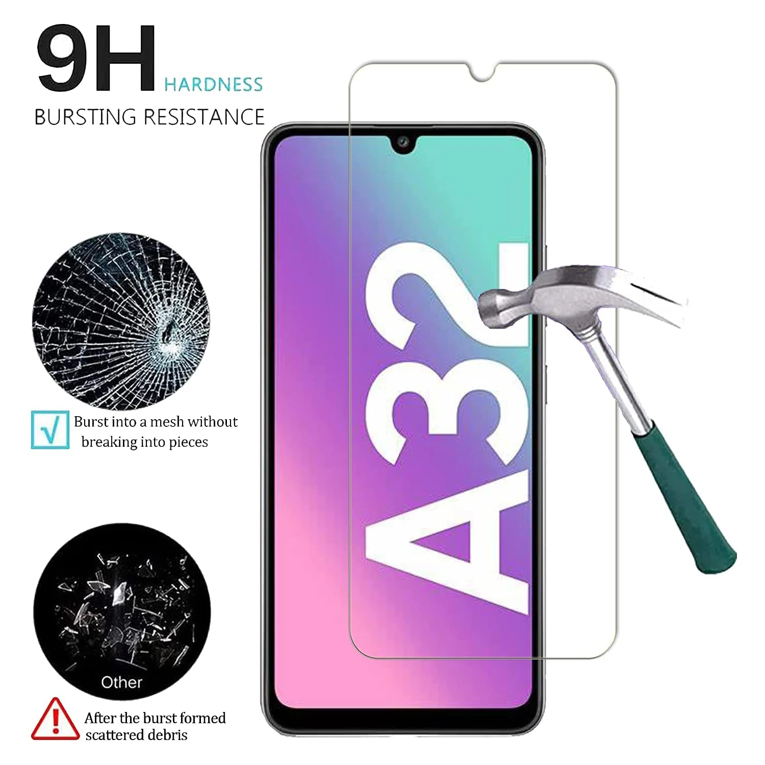 Protector de pantalla HD para Samsung Galaxy A32 4G 2/4 piezas, vidrio templado 9H