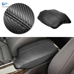 LHD Carbon Fiber + Black Leather Splice with black line Car Console Armrest Box Cover Trim For Honda Accord 9th 2014 2015 2016