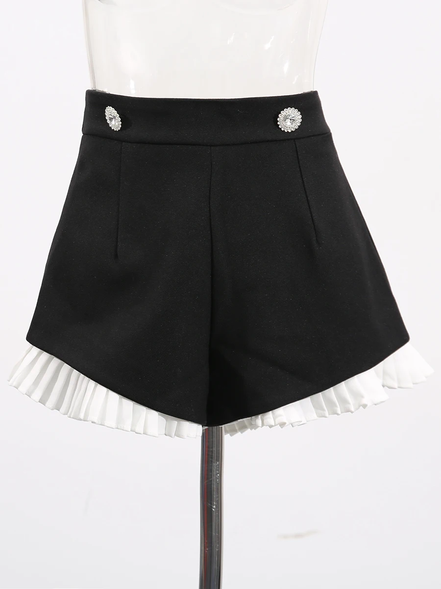 CHICEVER Hit couleur minceur bureau dame Shorts pour femmes taille haute tempérament à la mode pantalon femme printemps Style vêtements