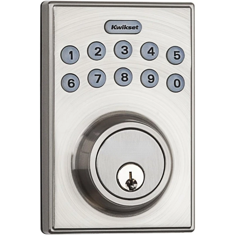 

92640-001 Contemporary Electronic Keypad Single Cylinder Deadbolt with 1-Touch Motorized Locking, Satin Nickel, 8 x 4 x 6