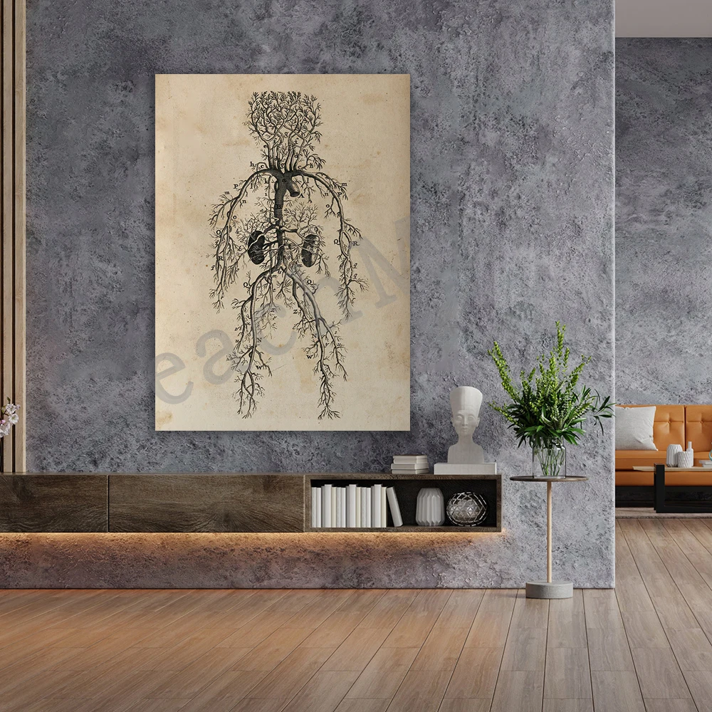 Cardiovascular system vintage poster, circulatory system, human anatomy, vintage medical art, clinic wall art, cardiologist gift