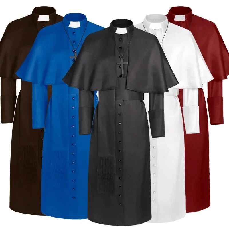 

Medieval Priest Costume Catholic Church Religious Roman Soutane Pope Pastor Father Costumes Mass Missionary Robe Clergy Cassock
