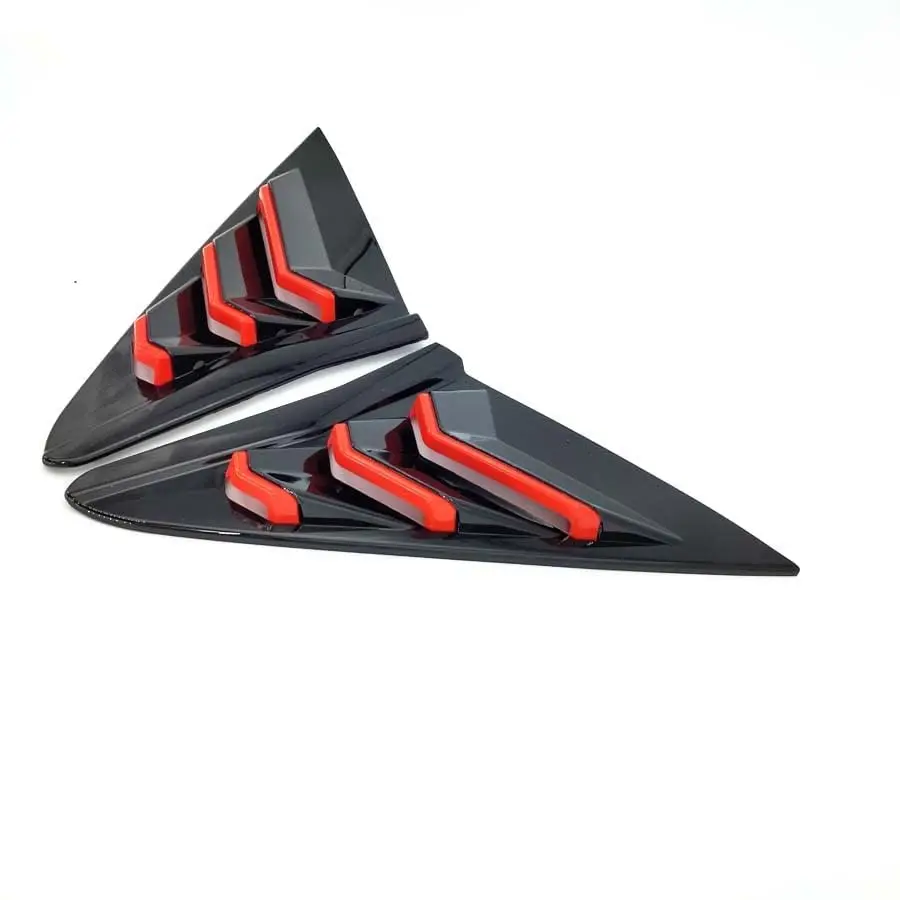 Pair Side Air Vent Window Louver Cover Black+red for Honda Civic Hatchback 2016-2021