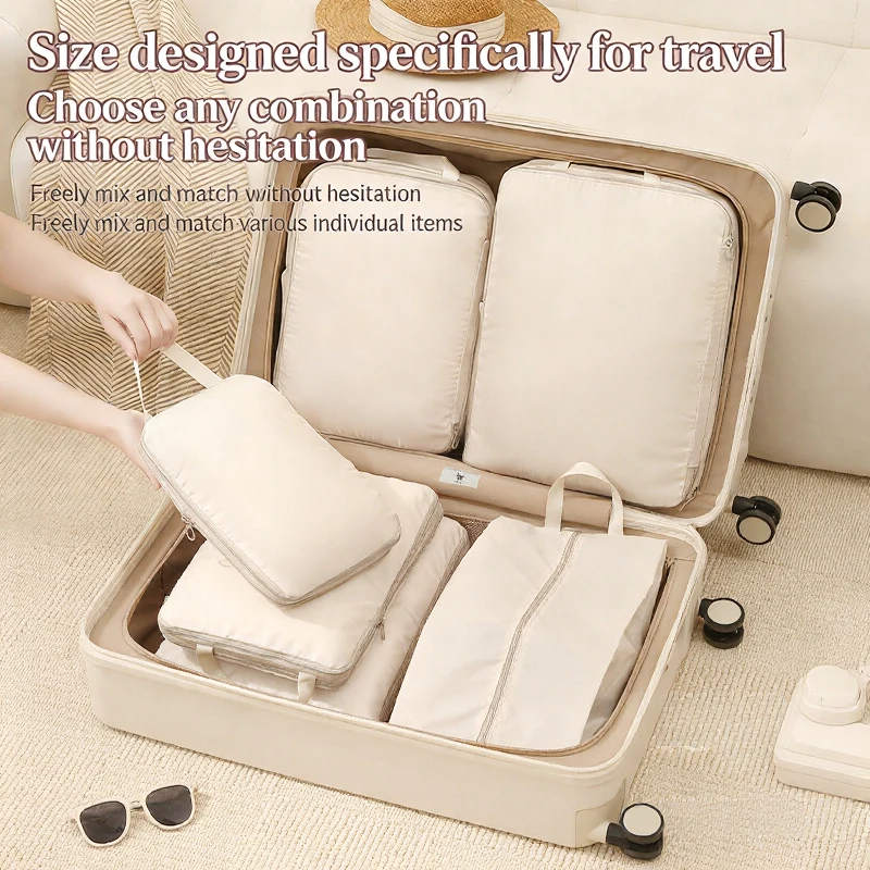 4pcs Compressive Travel Storage Bags Thick Zipper Storage Bags Travel Accessories Travel Organizer Bags