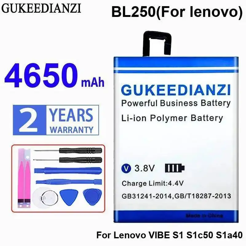 

4650Mah Mobile Phone Battery BL250 For Lenovo Vibe S1 S1c50 S1a40 Premium Replacement