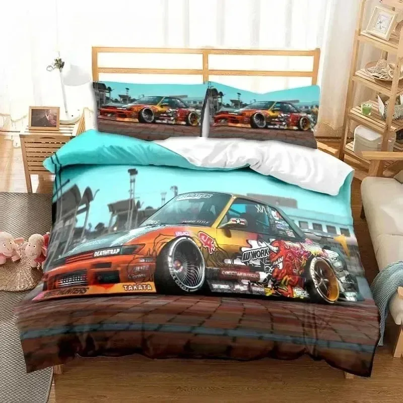 Drift Cars Cool Racing Car Bedding Set Single Twin Full Queen King Size Bed Set Adult Boys Bedroom 3D Print Men Boys Gift
